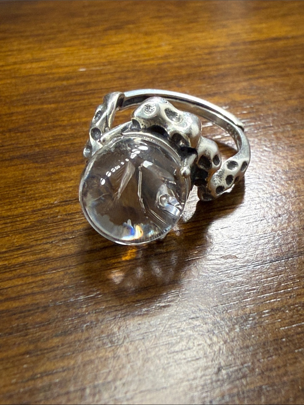 Sterling silver dumortite crystal ball ring adjustable